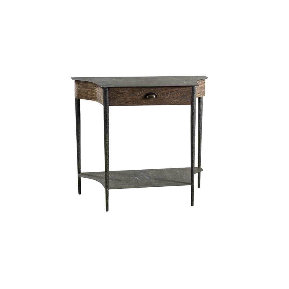Monarch II Small Metal Console with Wood Drawer